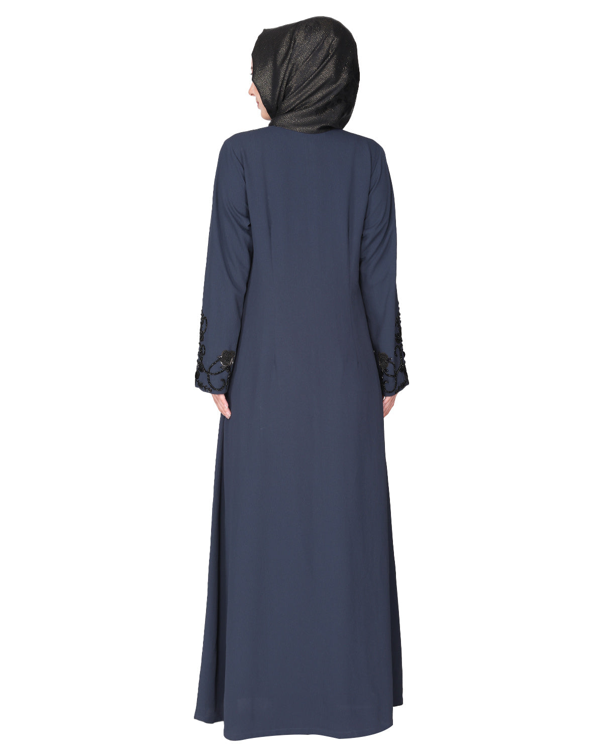 Rich Embroidered Abaya with Glittering Black Beads