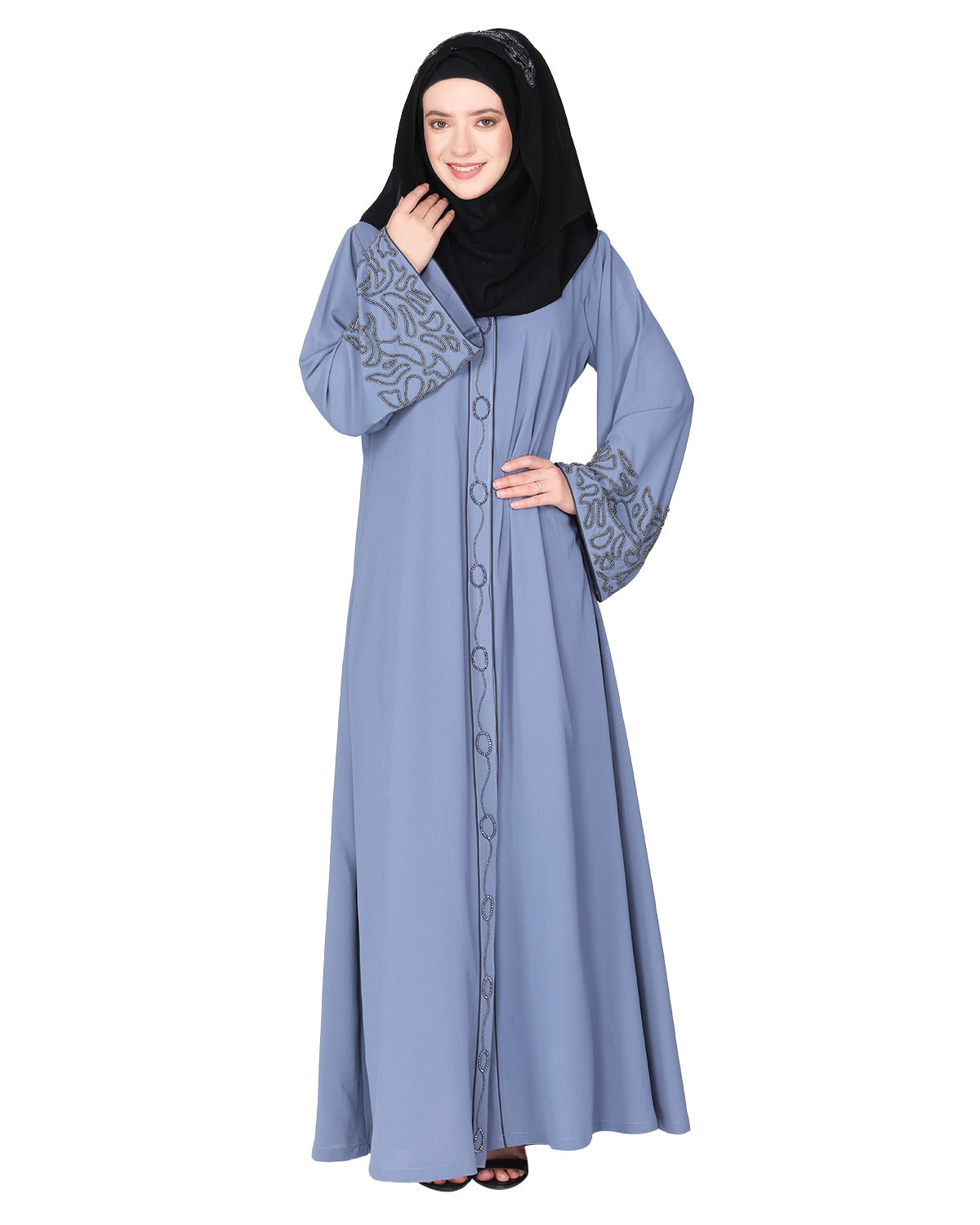 Premium  Abaya With Gleaming Dual Seed Bead Work