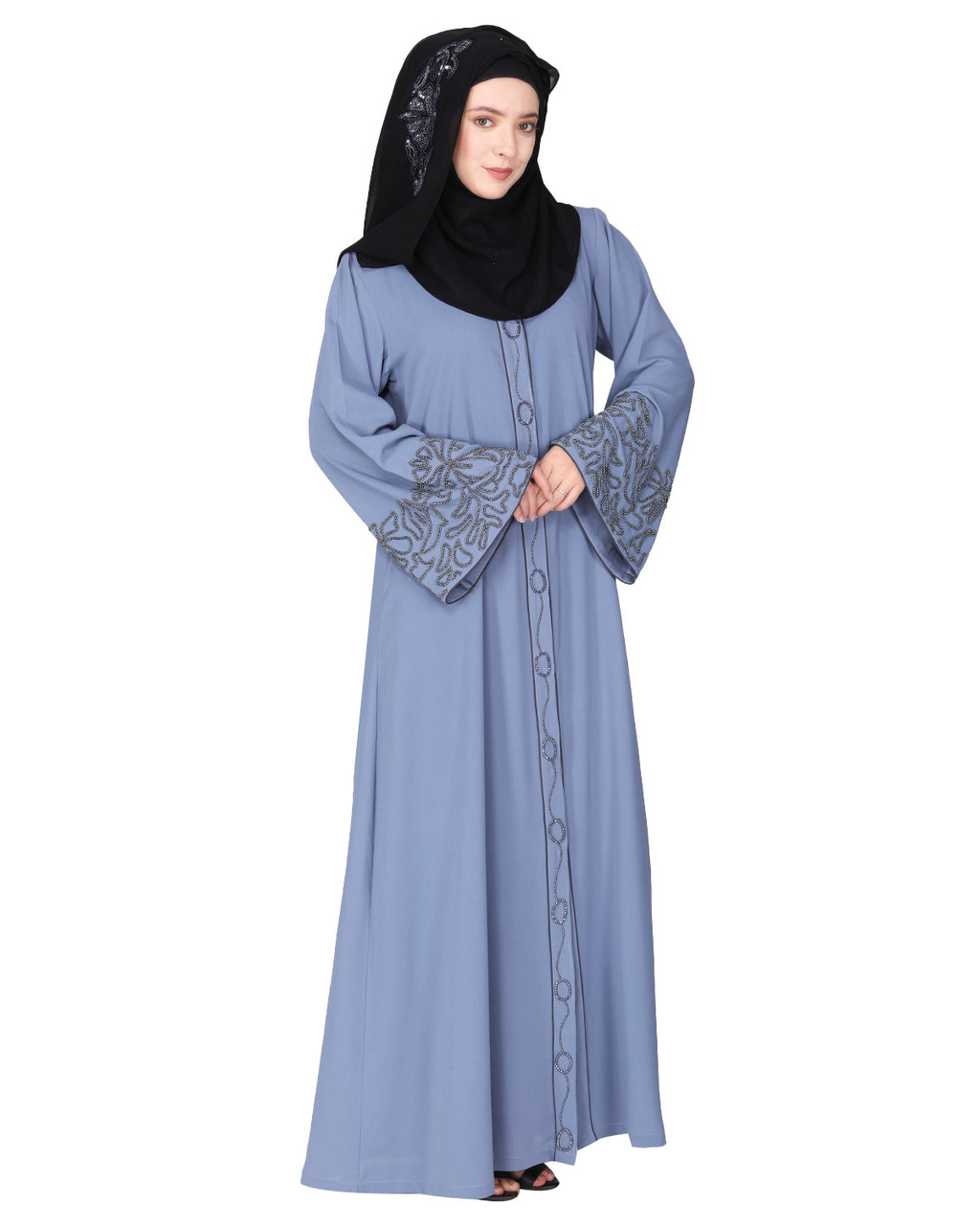 Premium  Abaya With Gleaming Dual Seed Bead Work