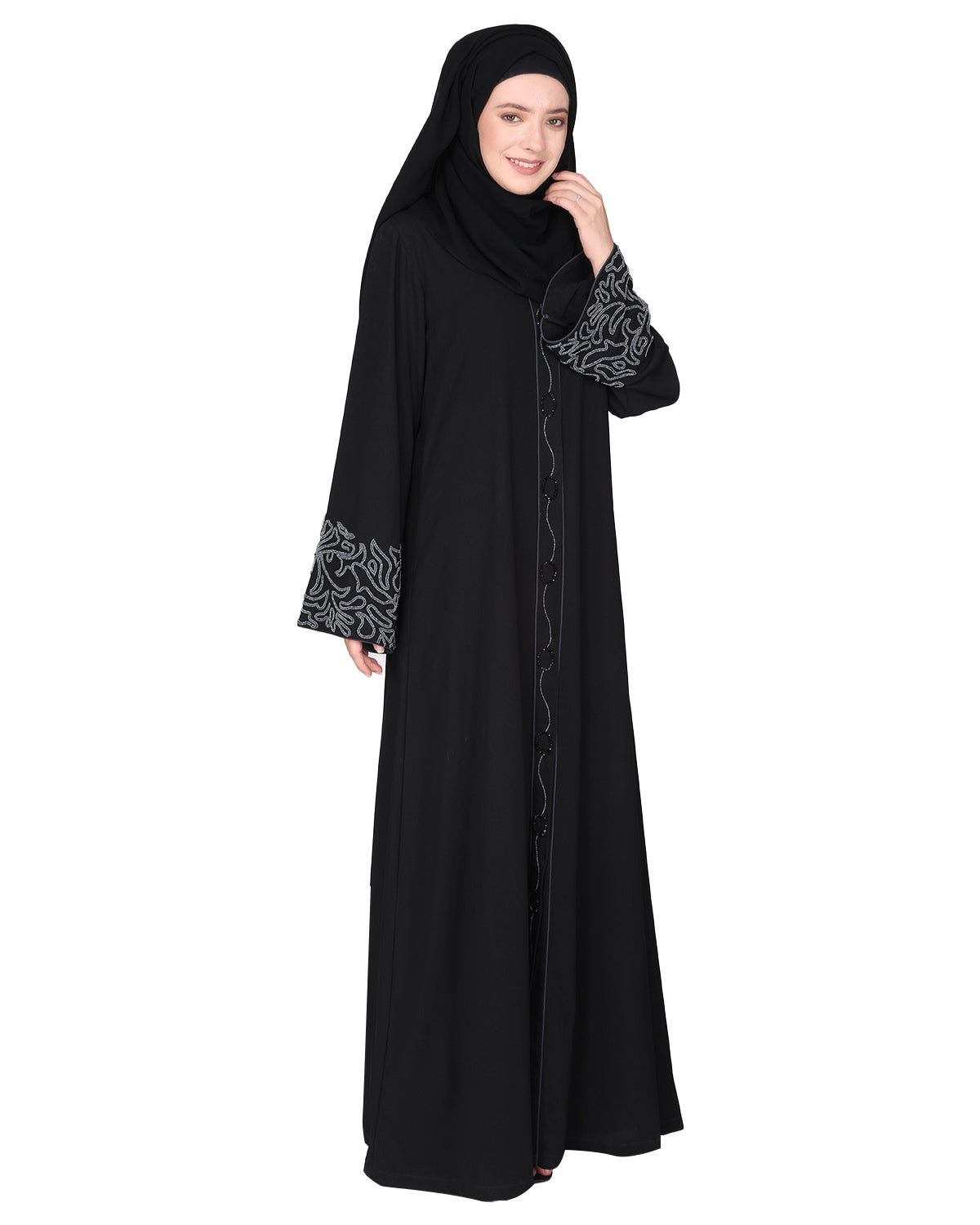 Premium  Abaya With Gleaming Dual Seed Bead Work