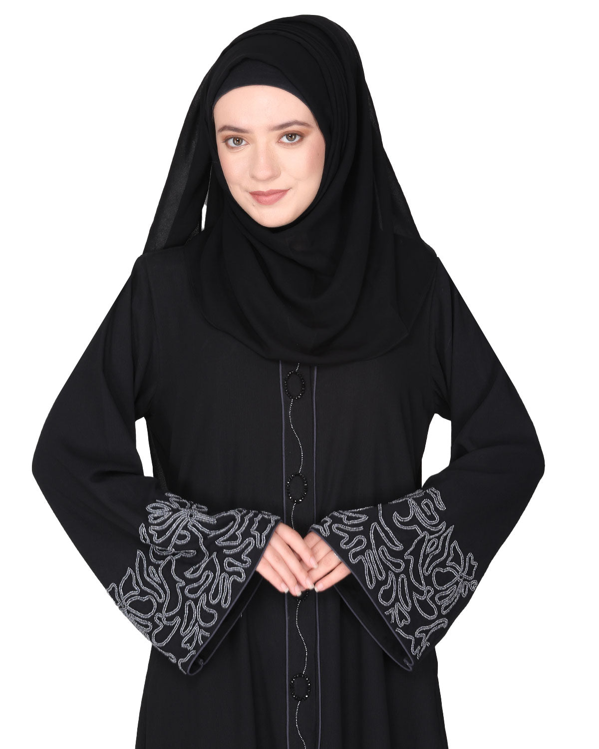 Premium  Abaya With Gleaming Dual Seed Bead Work