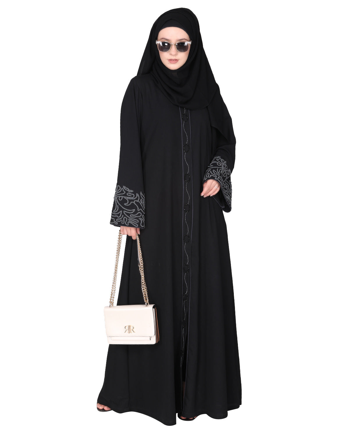 Premium  Abaya With Gleaming Dual Seed Bead Work