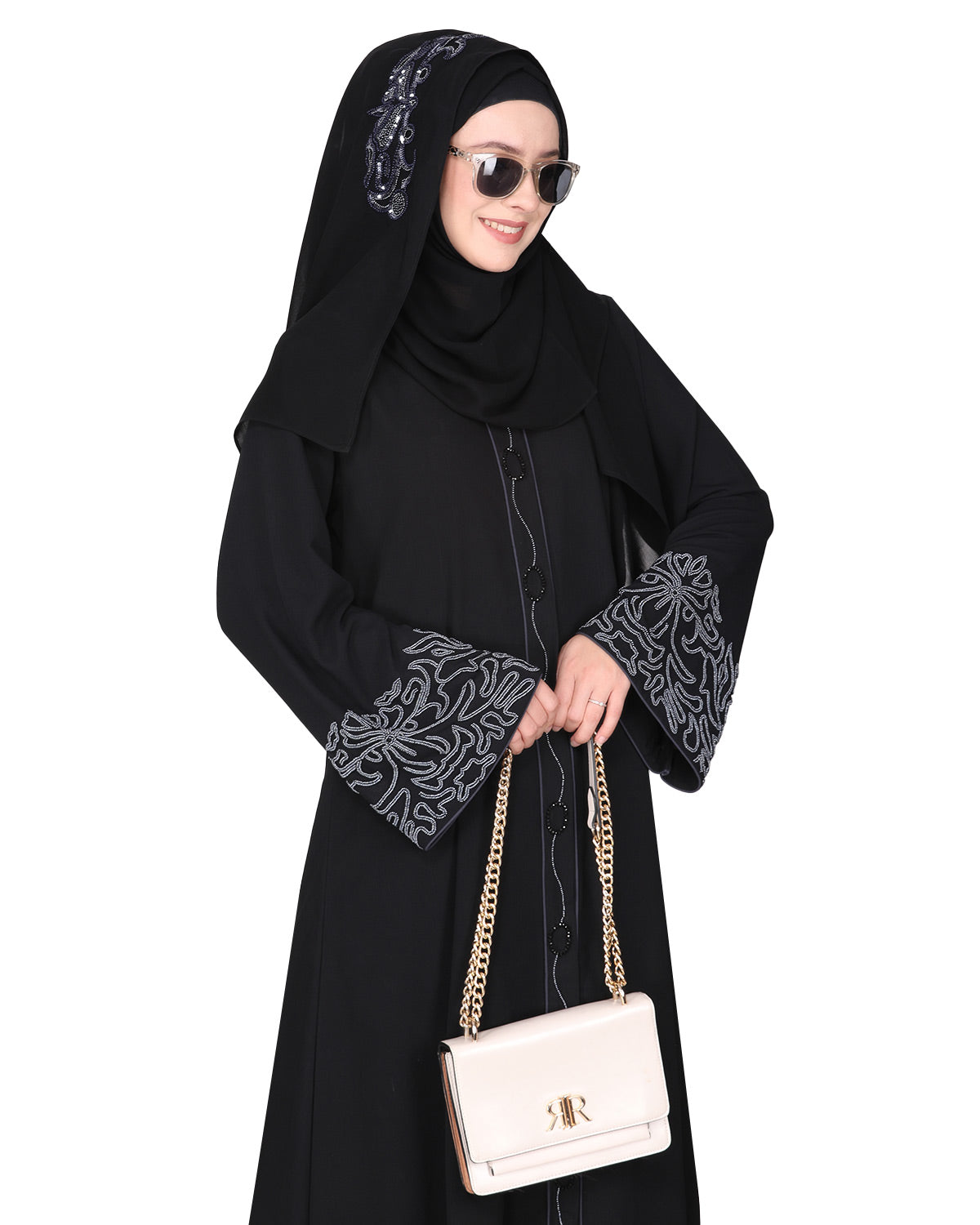 Premium  Abaya With Gleaming Dual Seed Bead Work