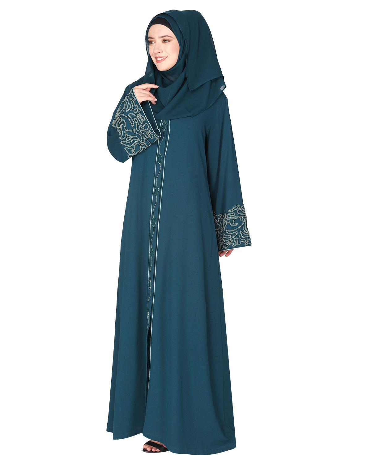 Premium  Abaya With Gleaming Dual Seed Bead Work