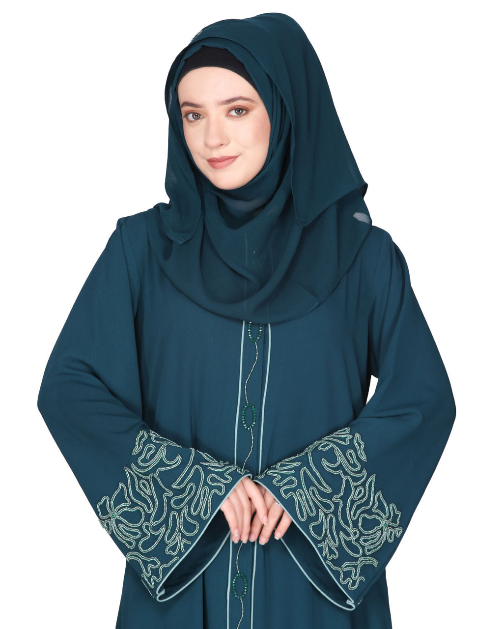 Premium  Abaya With Gleaming Dual Seed Bead Work