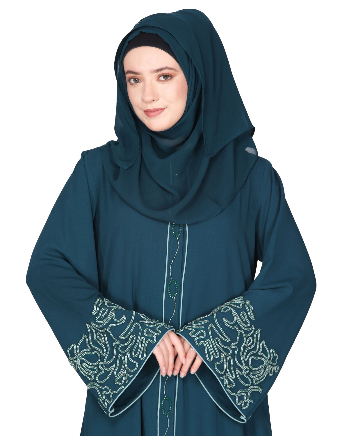 Premium  Abaya With Gleaming Dual Seed Bead Work