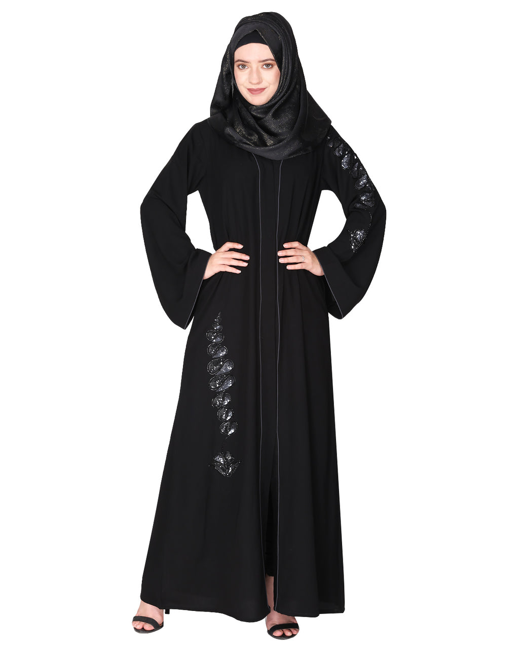 Opulent Abaya with Sparkling Sequins Work