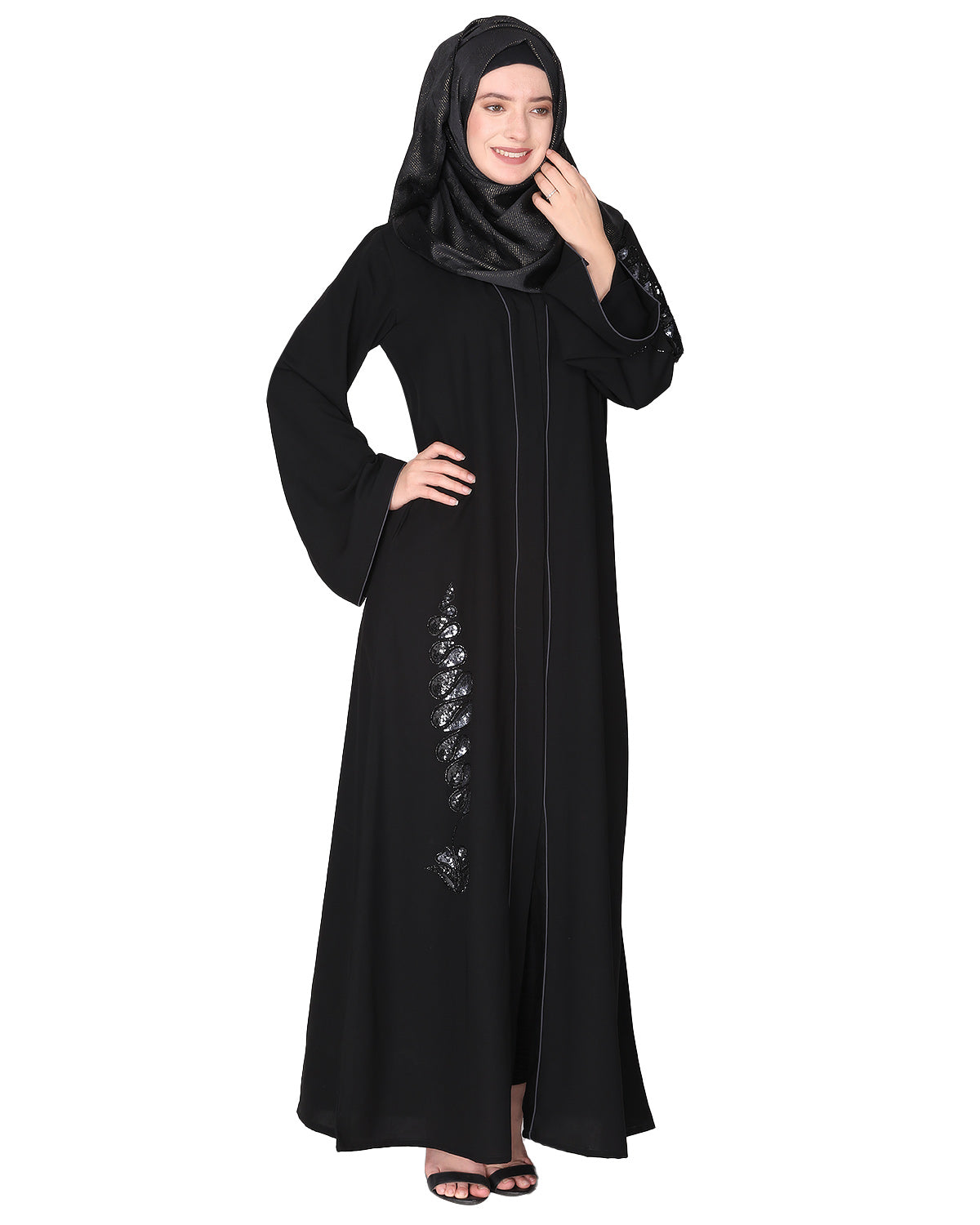 Opulent Abaya with Sparkling Sequins Work