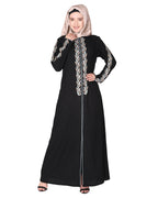 Exclusive Abaya With Turquoise and Gold Leaf Embroidery
