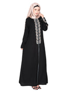 Exclusive Abaya With Turquoise and Gold Leaf Embroidery