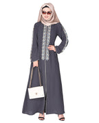 Exclusive Abaya With Turquoise and Gold Leaf Embroidery
