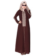 Exclusive Abaya With Turquoise and Gold Leaf Embroidery