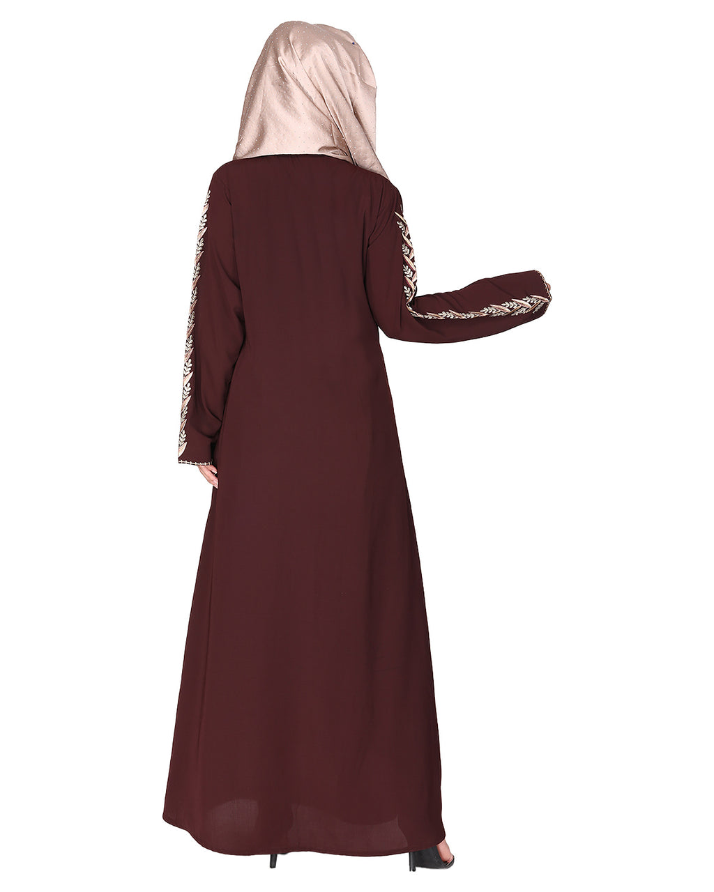 Exclusive Abaya With Turquoise and Gold Leaf Embroidery