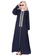 Exclusive Abaya With Turquoise and Gold Leaf Embroidery