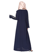 Exclusive Abaya With Turquoise and Gold Leaf Embroidery