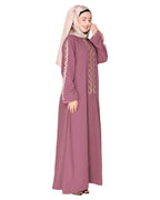 Exclusive Abaya With Turquoise and Gold Leaf Embroidery