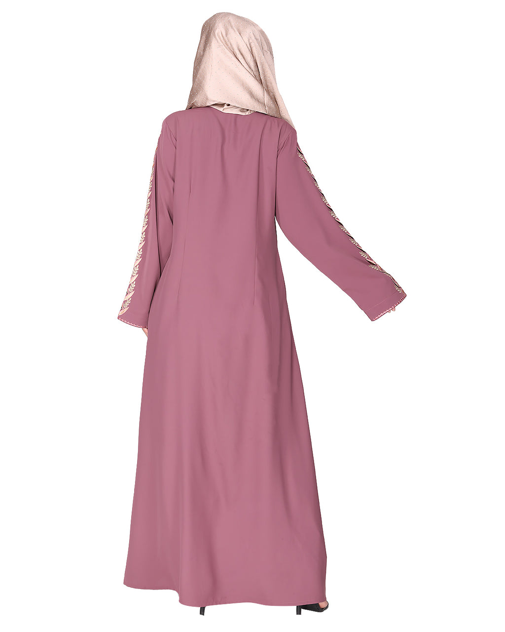 Exclusive Abaya With Turquoise and Gold Leaf Embroidery