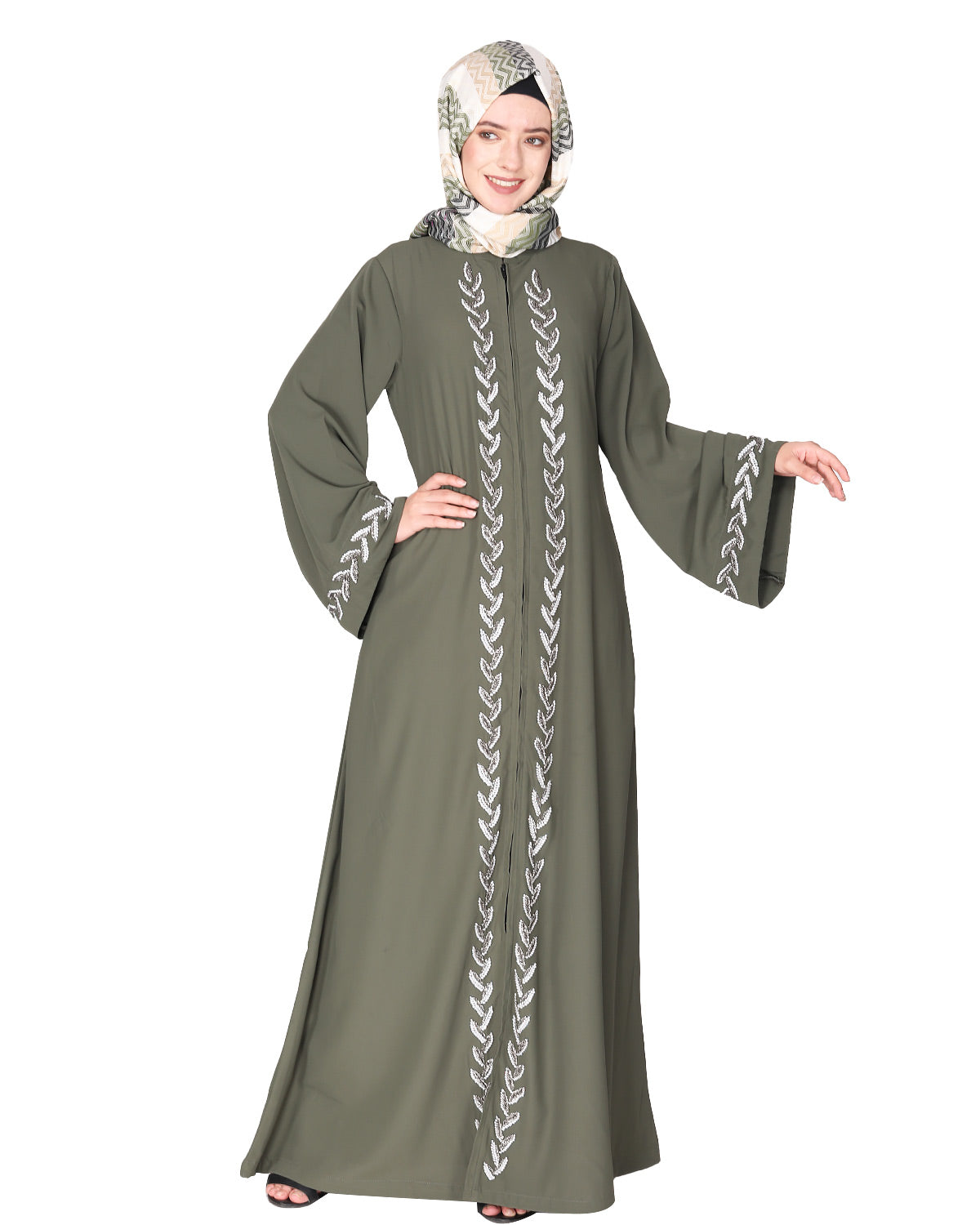 Extraordinary Pearl Drop Leaves abaya