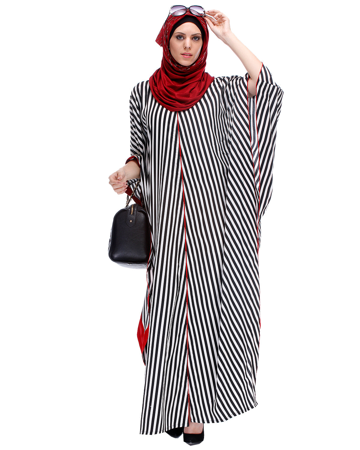 Black And White Striped Kaftan