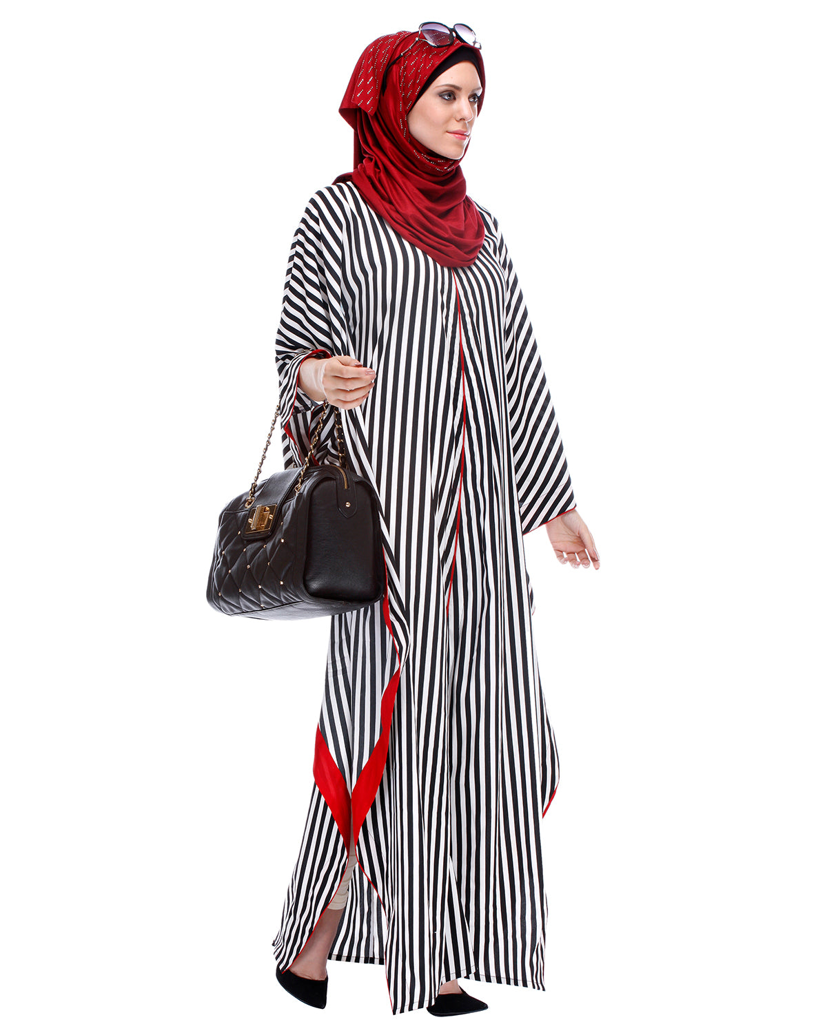 Black And White Striped Kaftan