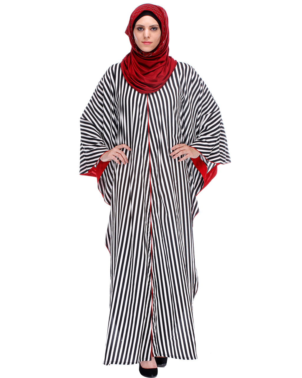 Black And White Striped Kaftan