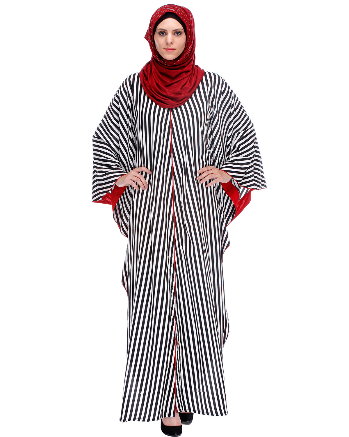 Black And White Striped Kaftan