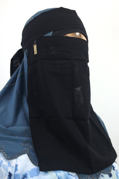 Modest Black Niqab with Soft Nose Panel – Daily Comfort Fit